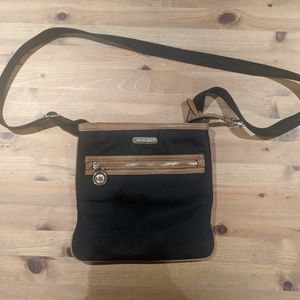 Michael Kors Black Nylon Bag w/ Brown Leather Trim